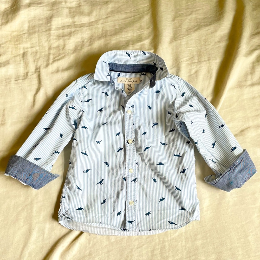 Blue Dino Dress Shirt